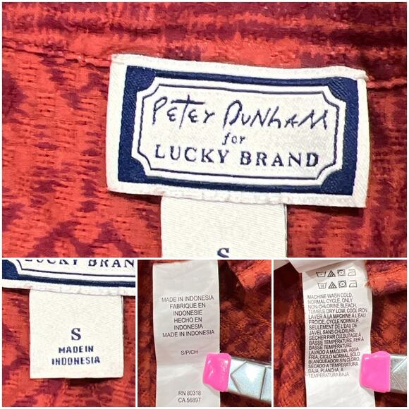 Lucky Brand X Peter Dunham Collaboration Aztec Tribal Button Up Collarless Shirt - Picture 8 of 12